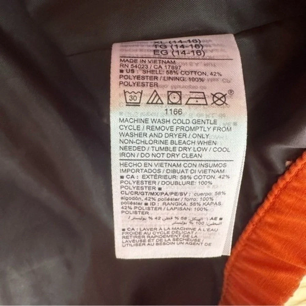Old Navy Windbreaker Orange Kids XL NWT Hooded Zip Camping Play Hike Bears Game